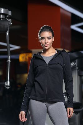 Πλήρης απόδοση Zip μακρύ μανίκι Hoodie υγρασία Wicking Regular Fit